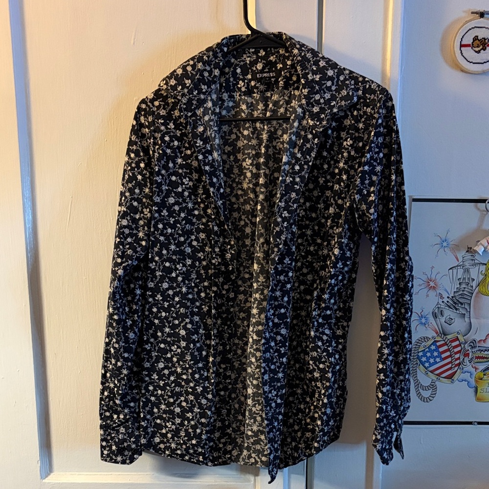 Express Floral Print Button Down Shirt